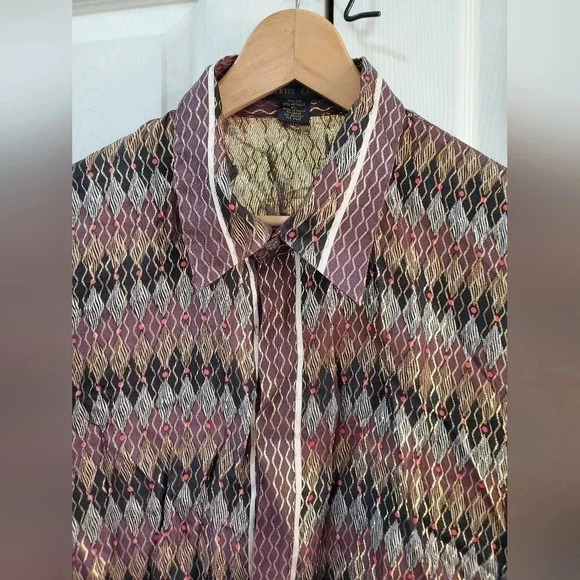 VTG Alberto Celini Men's‎ Metallic Silk Long Sleeve Button Front Shirt Size 2XL - Picture 1 of 12